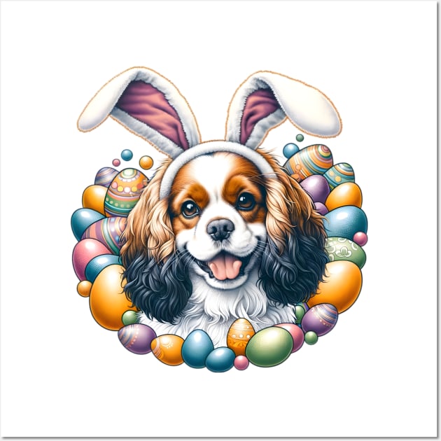 English Toy Spaniel Enjoys Easter with Bunny Ears Wall Art by ArtRUs